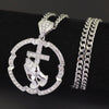 European and American Hip Hop Necklaces Holding The Cross and Praying Hands for Men and Women Pendant Necklaces