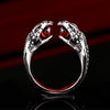 Exaggerated Animal Double-Headed Cobra Ring Men's Ring Bohemian Red Crystal Inlaid Ring Accessories Party Jewelry