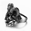 Exaggerated Animal Ram Horn Skull Shape Ring Men's Ring Metal Plated-Silver Horror Ring Accessories Party Jewelry