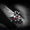 Exaggerated Bohemian Crystal Inlaid Ring Shofar Skull Ring Men's Ring Metal Ring Accessories Party Jewelry