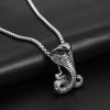 Exaggerated Horror Cobra Pendant Necklace for Men's Red Crystal Inlaid Metal Pendant Accessory Party Jewelry
