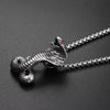 Exaggerated Horror Cobra Pendant Necklace for Men's Red Crystal Inlaid Metal Pendant Accessory Party Jewelry