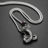 Exaggerated Horror Cobra Pendant Necklace for Men's Red Crystal Inlaid Metal Pendant Accessory Party Jewelry