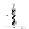 Exaggerated Horror Snake Wrapped Skull Pendant Necklace Men Metal Skull Key Pendant Crystal Inlaid Accessories Party Jewelry