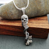 Exaggerated Horror Snake Wrapped Skull Pendant Necklace Men Metal Skull Key Pendant Crystal Inlaid Accessories Party Jewelry