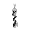 Exaggerated Horror Snake Wrapped Skull Pendant Necklace Men Metal Skull Key Pendant Crystal Inlaid Accessories Party Jewelry