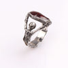 Exaggerated Skull Coffin Shape Crystal Inlaid Ring Men's Ring Metal Horror Ring Accessories Party Jewelry Size 7 ~12
