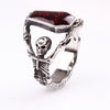 Exaggerated Skull Coffin Shape Crystal Inlaid Ring Men's Ring Metal Horror Ring Accessories Party Jewelry Size 7 ~12