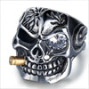 Exaggerated Skull Head Ring Men's Ring Bohemian Crystal Inlaid Bullet Inlaid Ring Accessories Party Jewelry Size: 8-13