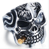 Exaggerated Skull Head Ring Men's Ring Bohemian Crystal Inlaid Bullet Inlaid Ring Accessories Party Jewelry Size: 8-13