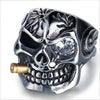 Exaggerated Skull Head Ring Men's Ring Bohemian Crystal Inlaid Bullet Inlaid Ring Accessories Party Jewelry Size: 8-13
