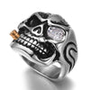 Exaggerated Skull Head Ring Men's Ring Bohemian Crystal Inlaid Bullet Inlaid Ring Accessories Party Jewelry Size: 8-13