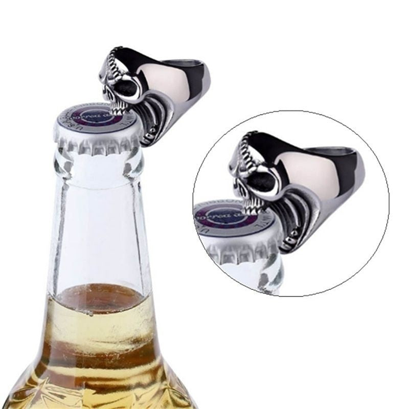 Exaggerated Skull Head Shape Ring Men's Ring Big Metal Ring Accessories Party Bottle Opener Jewelry Gift