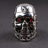 Exaggerated Skull Ring Men's Ring Bohemian Red Crystal Inlaid Metal Silver-Plated Ring Accessories Party Jewelry