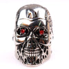 Exaggerated Skull Ring Men's Ring Bohemian Red Crystal Inlaid Metal Silver-Plated Ring Accessories Party Jewelry