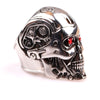 Exaggerated Skull Ring Men's Ring Bohemian Red Crystal Inlaid Metal Silver-Plated Ring Accessories Party Jewelry