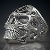 Exaggerated Skull Shape Ag Masonic Pattern Ring Men's Ring Metal Skull Ring Accessories Party Jewelry Size 8 ~ 13