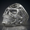 Exaggerated Skull Shape Ag Masonic Pattern Ring Men's Ring Metal Skull Ring Accessories Party Jewelry Size 8 ~ 13
