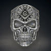 Exaggerated Skull Shape Ag Masonic Pattern Ring Men's Ring Metal Skull Ring Accessories Party Jewelry Size 8 ~ 13