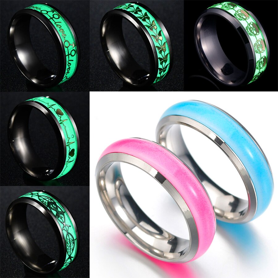 Explosion Rings Luminous Ring Fluorescent Jewelry Unique Dragon Design  Classic Stainless Steel Daily Dropship