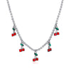 Exquisite Crystal Cherry Tassel Pendant Necklace For Women Hip Hop Gold Silver Color Tennis Chain Fruit Charm Choker Jewelry
