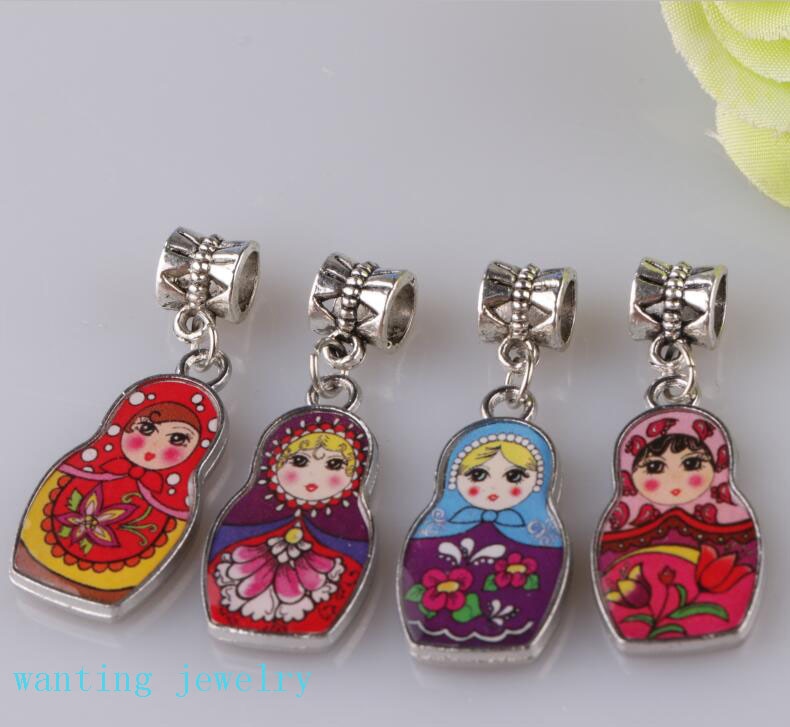 New-Fashion-20pcs-Mix-Silver-Enamel-Russian-Dolls-Matryoshka-Doll-Dangle-Charm-Bead-Charms-Pendants-Fit