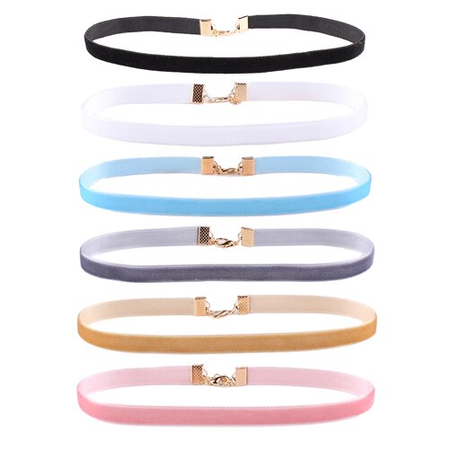 6 Pcs/pack Colorful Velvet strip Choker Necklace Retro Gothic Collar Necklace For Women Girls Punk jewelry