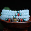 New Fashion 6mm Blue Chalcedony stone beads Tibetan Buddhist 108 Prayer Beads Gourd mala Prayer Bracelet for Meditation