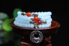 New Fashion 6mm Blue Chalcedony stone beads Tibetan Buddhist 108 Prayer Beads Gourd mala Prayer Bracelet for Meditation