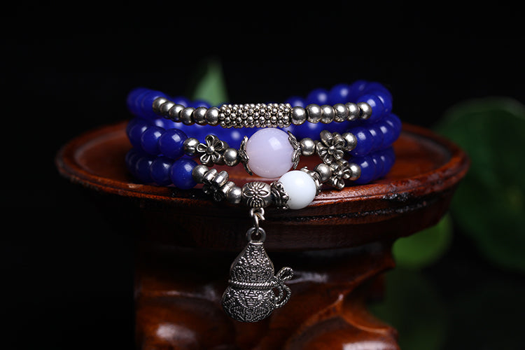 New Fashion 6mm Dyed Lapis beads Bracelet Jewelry ,Hot Wholesale Blue Stone Beaded Jewelry For Woman Gifts Can Drop Shipping