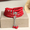New Fashion 6mm Dyed Red Chalcedony Beads Tibetan Buddhist 108 Prayer Beads Bracelets Gourd mala Prayer Bracelet for Meditation