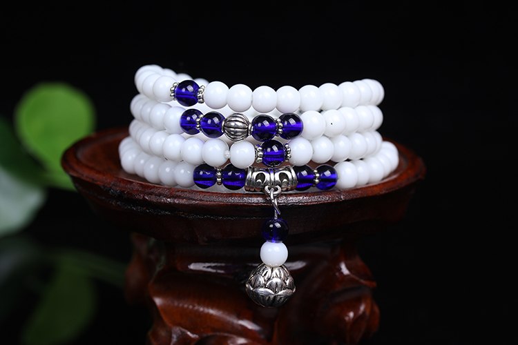 New Fashion 6mm White Tridacna Beads Tibetan Buddhist 108 Prayer Beads Necklace Gourd mala Prayer Bracelet for Meditation