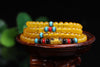 New Fashion 6mm Yellow Chalcedony stone beads Tibetan Buddhist 108 Prayer Beads Gourd mala Prayer Bracelet for Meditation