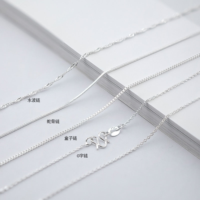 925 Silver necklace chain Fine clavicle chain silver plated box chain female clavicle snake bones chain