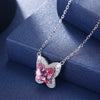 New Fashion 925 Sterling Silver Blue Crystals Butterfly Pendant Necklace for Women Engagement Fine Jewelry