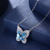 New Fashion 925 Sterling Silver Blue Crystals Butterfly Pendant Necklace for Women Engagement Fine Jewelry