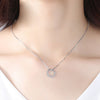 925 Sterling Silver Jewelry Round Zircon Pendants Necklaces Women Fine Semi Rhinestone Circle Clavicle Chain Choker
