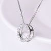 925 Sterling Silver Jewelry Round Zircon Pendants Necklaces Women Fine Semi Rhinestone Circle Clavicle Chain Choker