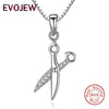 New Fashion 925 Sterling Silver Necklace Crystal Geometric Simple Scissors Pendant Necklace Men Women Creative Jewelry