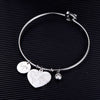 Adjustable Heart Stainless Steel Charm Bangle &amp; Bracelet Silvery Alphabetic Map Women Jewelry Girl Gifts