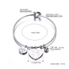 Adjustable Heart Stainless Steel Charm Bangle &amp; Bracelet Silvery Alphabetic Map Women Jewelry Girl Gifts