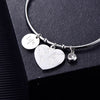 Adjustable Heart Stainless Steel Charm Bangle &amp; Bracelet Silvery Alphabetic Map Women Jewelry Girl Gifts