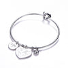Adjustable Heart Stainless Steel Charm Bangle &amp; Bracelet Silvery Alphabetic Map Women Jewelry Girl Gifts