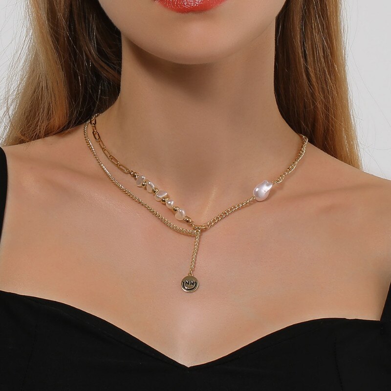 Alloy Irregular Pearl Necklace for Women Jewelry Personality Gift