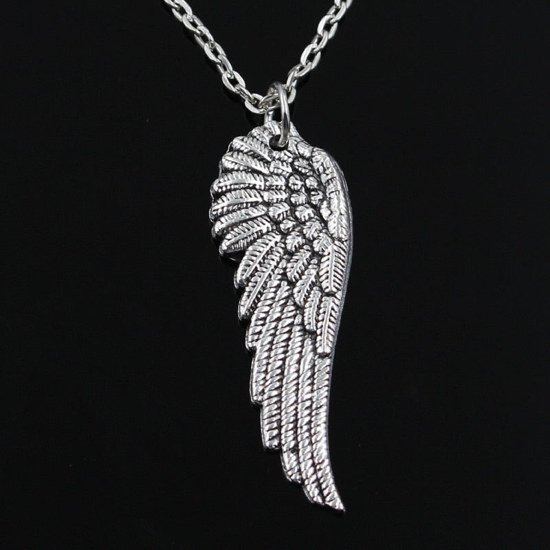 Angel Wings Pendants Round Cross Chain Short Long Mens Womens Silver Color  Necklace Jewelry Gift