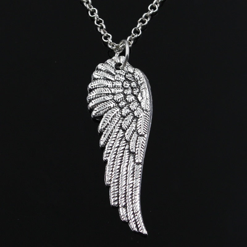 Angel Wings Pendants Round Cross Chain Short Long Mens Womens Silver Color  Necklace Jewelry Gift