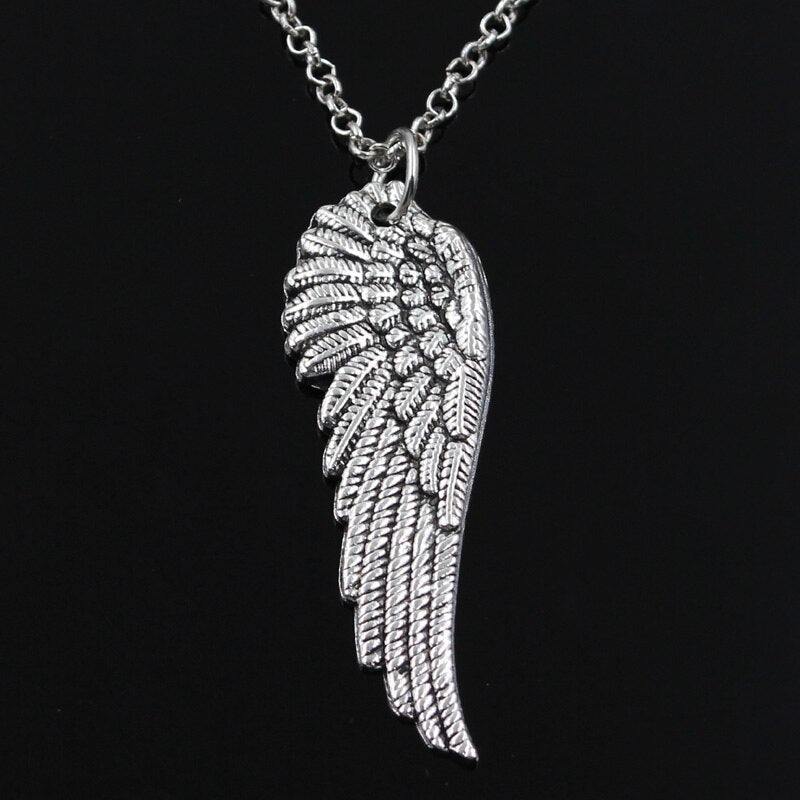 Angel Wings Pendants Round Cross Chain Short Long Mens Womens Silver Color  Necklace Jewelry Gift