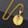 Animal Rhinestone Crown Lion Head Hanging Necklace  Luminous Necklace Mengold-Plated Punk Party Pendant Necklace
