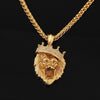 Animal Rhinestone Crown Lion Head Hanging Necklace  Luminous Necklace Mengold-Plated Punk Party Pendant Necklace