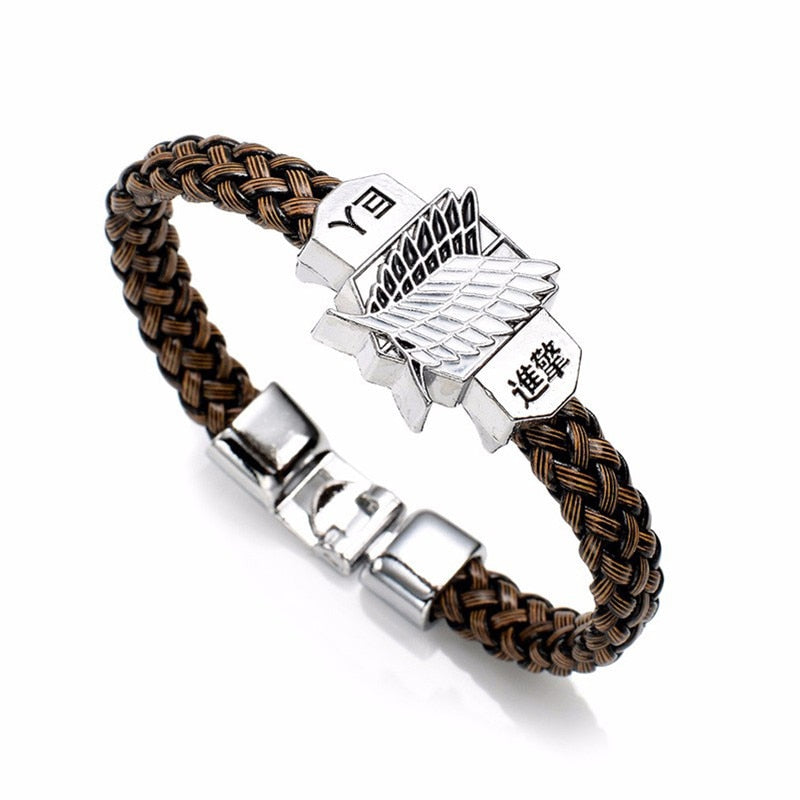 Anime Attack On Titan Charm Bracelet Shingeki No Kyojin Cosplay Unisex Leather Bracelets Wristband Bangles Wristlet